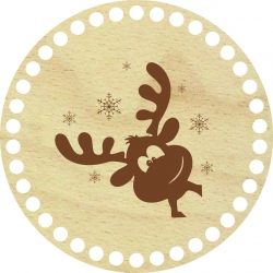 Baza dno koszyka koło 15cm, 8mm grawer Święta Boże Narodzenie renifer rudolf